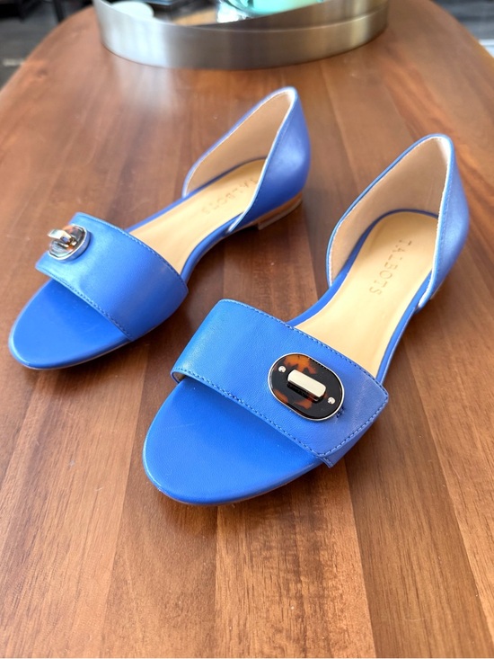 Talbots Shoes - Talbots Bright Blue D'Orsay Flats with Tortoiseshell Accent